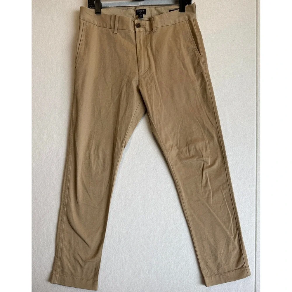 J.Crew Chino Pants Mens 30x30 Khaki Flex Slim Fit Flat Front J1081